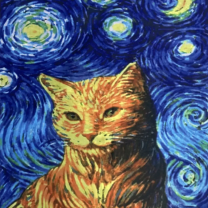 Zijden sjaal in impressionistische stijl "Cat"