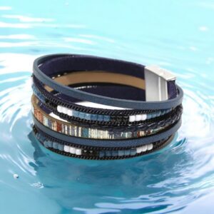 Lederen armband blauw