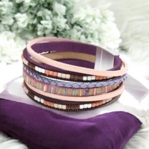 Lederen armband paars