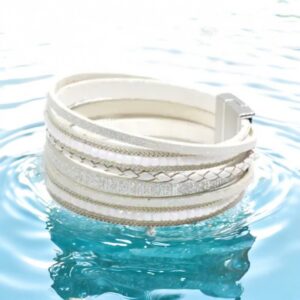Lederen armband wit