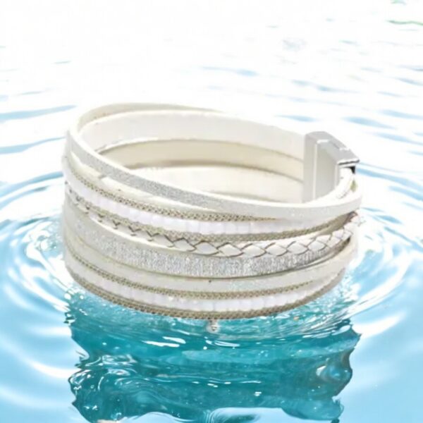 Lederen armband wit