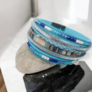 Lederen armband blauw