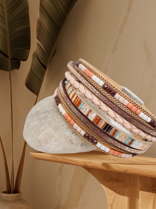 Lederen armband kaki