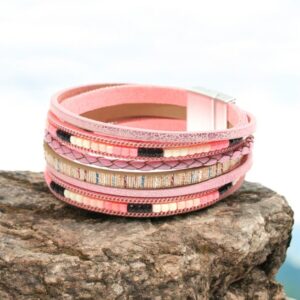 Lederen armband roos
