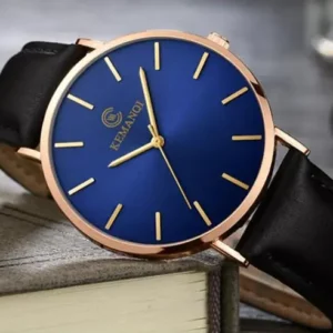 Ultradun elegant modieus zakelijk kwartshorloge van 6mm voor heren goud/blauw