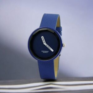 Modieus polshorloge met PU lederen armband voor dames , kleur blauw