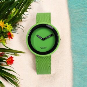 Modieus polshorloge met PU lederen armband voor dames, kleur groen