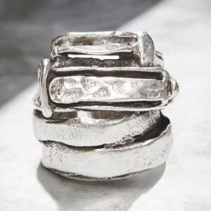 Handgemaakte verzilverde ring