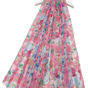 Elegante roze bedrukte gerafelde sjaal